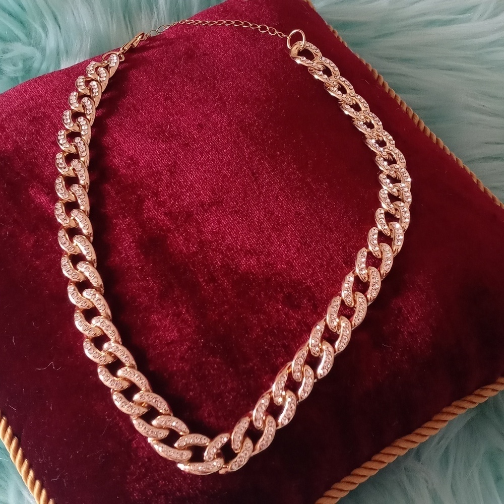 Necklace gold plated diamonds simulated - Picture 4 of 4